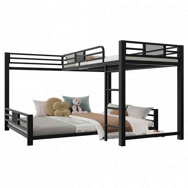CHICFURN PATROVÁ POSTEL 90/200 cm & 140/200 cm v černé barvě z kovu