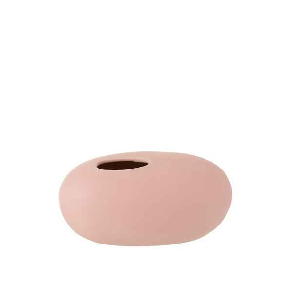 Světle růžová keramická oválná váza Matt Pink L - 24,5*14,5*13 cm J-Line by Jolipa