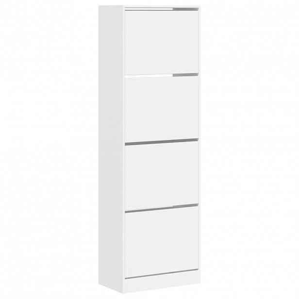 vidaXL Botník se 4 výklopnými zásuvkami bílý 60 x 34 x 187,5 cm