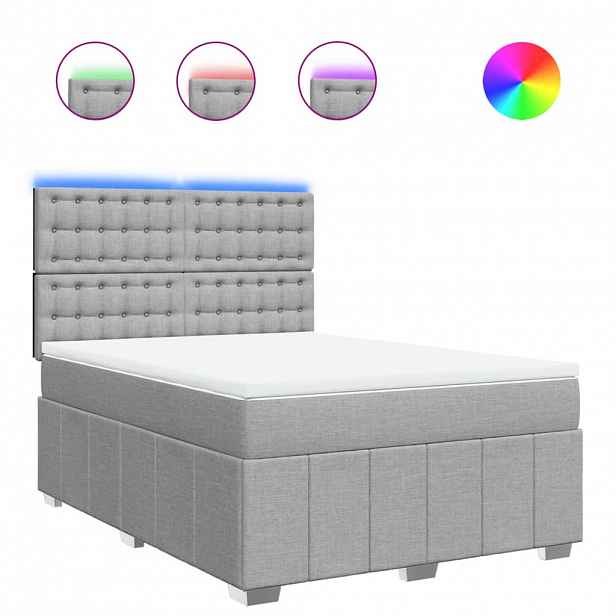 vidaXL Box spring postel s matrací světle šedá 140 x 200 cm textil