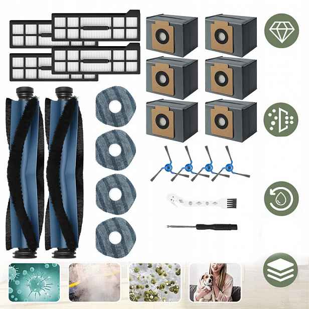 22ks Sada příslušenství robotického vysavače pro Eufy X10 Pro Omni