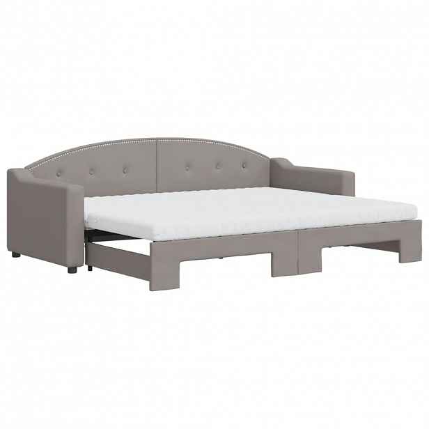 vidaXL Válenda s přistýlkou a matracemi taupe 80 x 200 cm textil