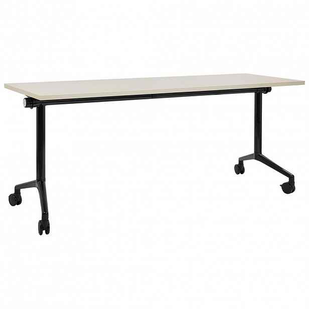 Beliani PSACÍ STŮL Skládací Světle hnědý 180/60 cm s kolečky Cavi
