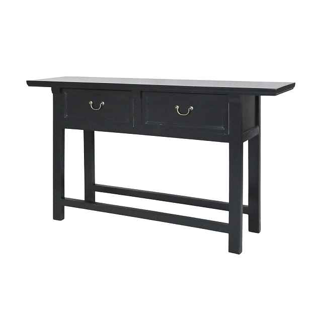 Černý dřevěný konzolový stůl Service Marseille - 150*40*85 cm Chic Antique