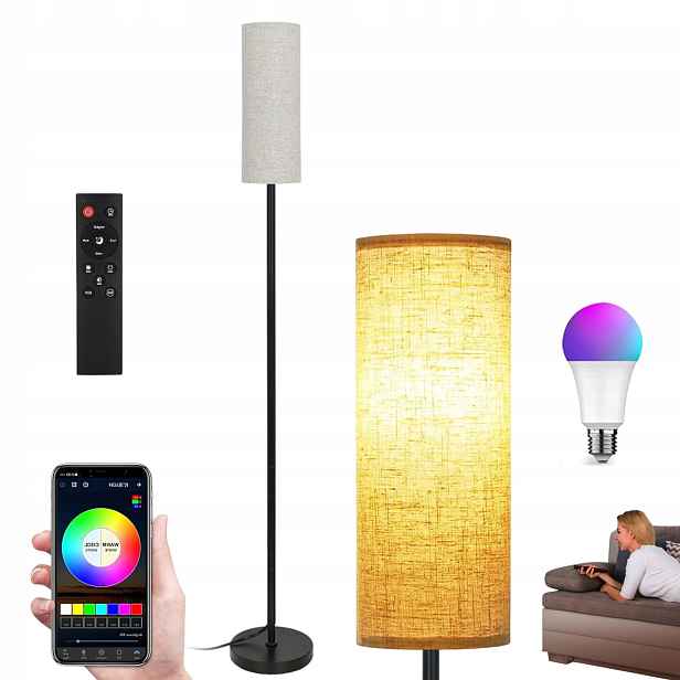Moderní Stojací Lampa S Podlahovým Stínidlem 172 CM Rgb Led