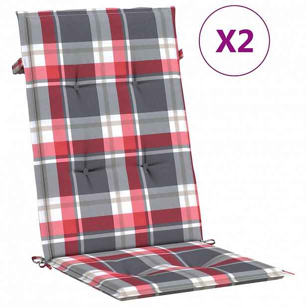 vidaXL Podušky židle vysoké opěradlo 2 ks červené kárované 120x50x3 cm
