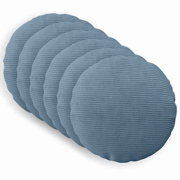 vidaXL Povlak na polštář 6 pcs HEERLEN Modrá Ø 60 cm manšestr