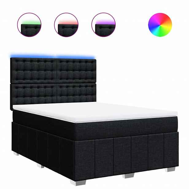 vidaXL Box spring postel s matrací černá 140x200 cm textil