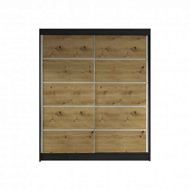 Šatní skříň LINO IV šířka 120 cm - černá/dub artisan