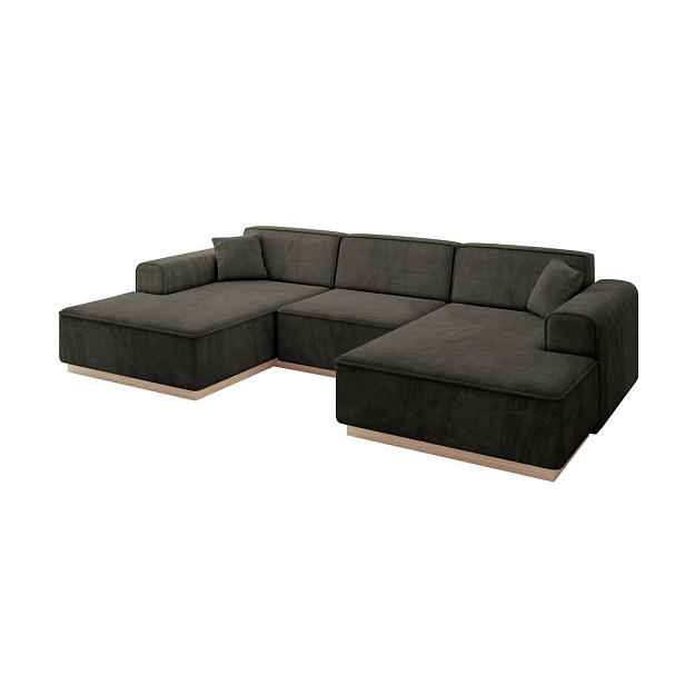 ALTDECOR SEDACÍ SOUPRAVA ve tvaru U IREA-U1 301x165x80 Černá Velur