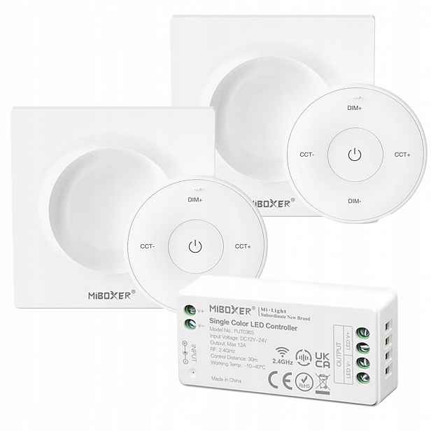Schodišťový Ovladač Stěnový Stmívač MiBOXER 2x K2 Bílý+ FUT036S Set