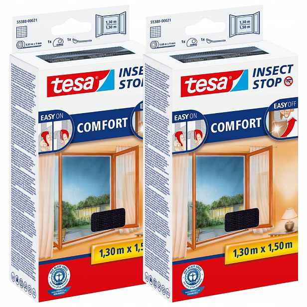 Tesa Comfort Moskytiéra proti hmyzu – síť 1,3 x 1,5 m černá x2