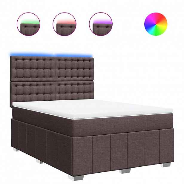 vidaXL Box spring postel s matrací tmavě hnědá 140x200 cm textil