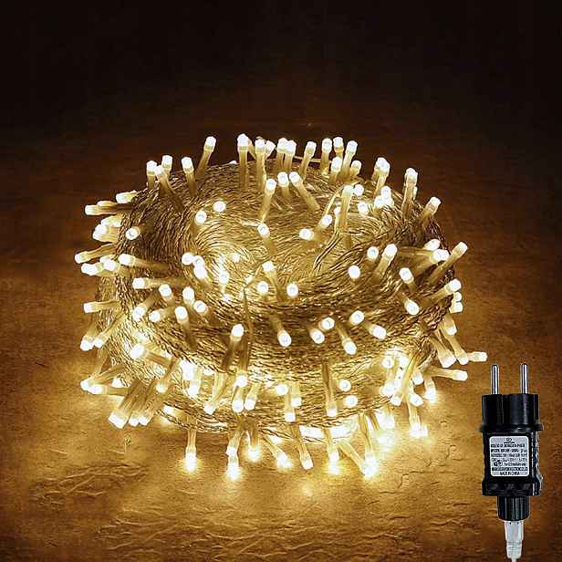 Led Světelný Řetěz 100 Diod 10 M, Teplá Bílá, Voděodolný