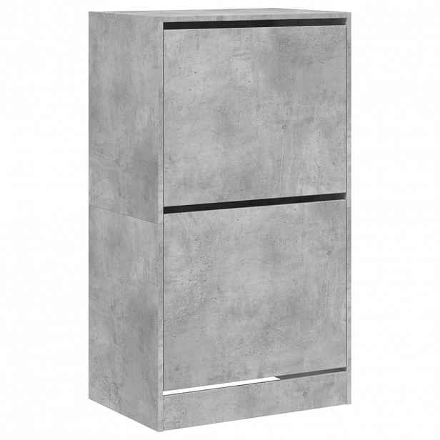 vidaXL Botník se 2 výklopnými zásuvkami betonově šedý 60 x 42 x 108 cm