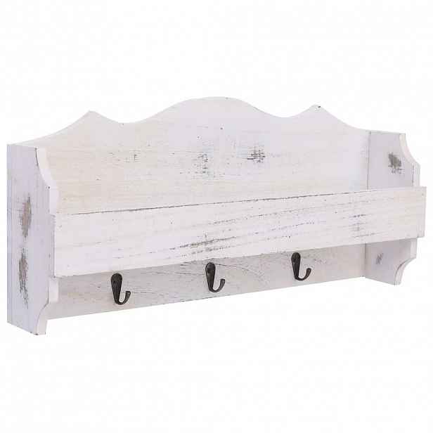 vidaXL Nástěnný věšák bílý 50 x 10 x 23 cm dřevo