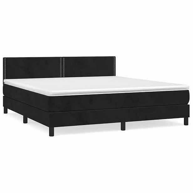 vidaXL Box spring postel s matrací černá 180x200 cm samet