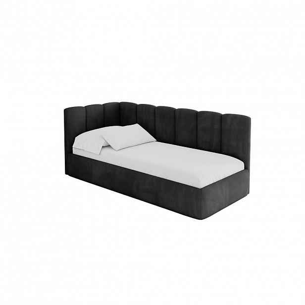 ALTDECOR JEDNOLŮŽKOVÁ POSTEL pro mládež s úložným prostorem, vpravo - DEXY 90x200 černá
