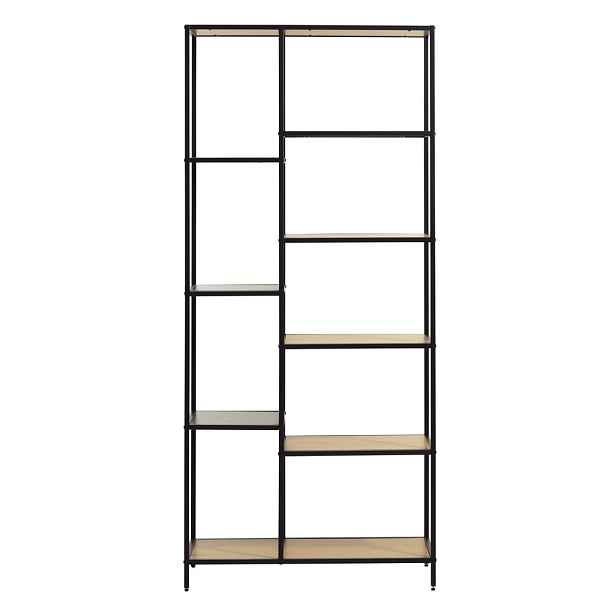 Černá/v přírodní barvě knihovna v dekoru dubu 80x180x35 cm Altino – Unique Furniture