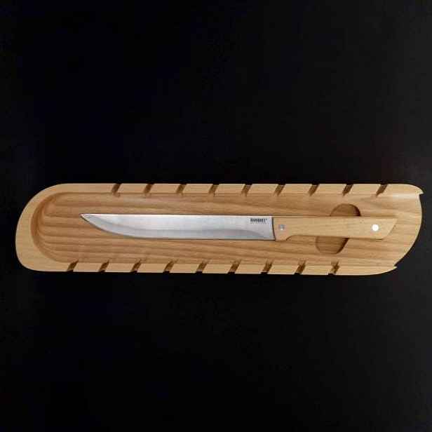 Prkénko na bagety s nožem dřevo/kov přírodní 41cm