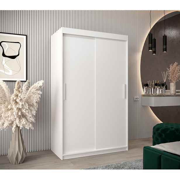Šatní skříň Abi T0 s posuvnými dveřmi Barva korpusu: Bílá, Rozměry: 120 cm, Dveře: Bílá