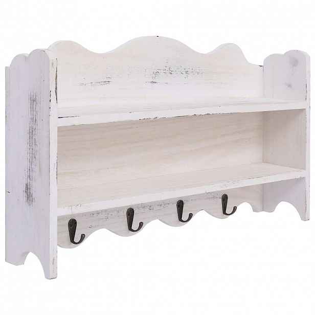 vidaXL Nástěnný věšák bílý 50 x 10 x 30 cm dřevo