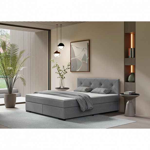 MID.YOU POSTEL BOXSPRING, 180/220 cm, světle šedá