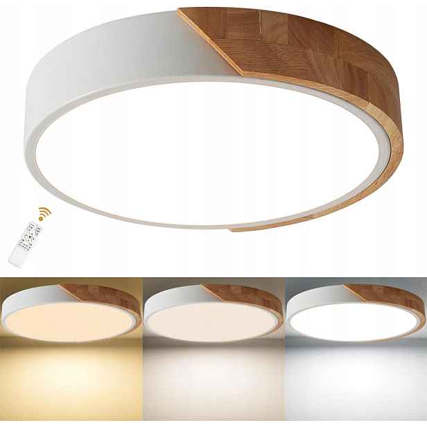 Led Stropní Svítidlo Plafon Kulaté Bílé do Obýváku Moderní s Dálkovým Ovládáním 43W