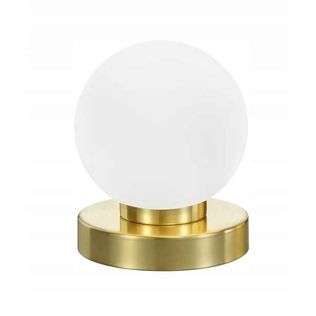 Noční lampa bílá skleněná koule zlatý podstavec Rl