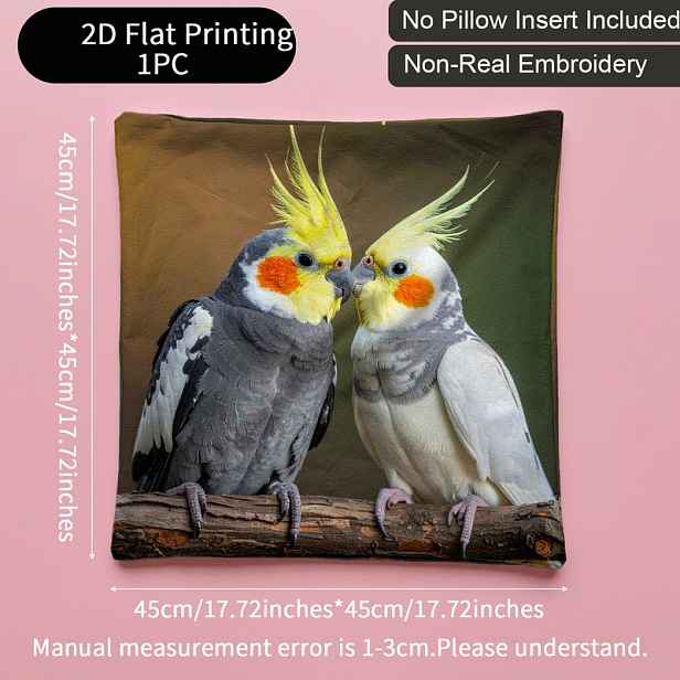 TEMU 2D plochý potisk 1ks povlak na polštář s realistickým párem korely, teplý lásky, zip, polyester, oboustranný, odolný, lze prát v pračce, odolný