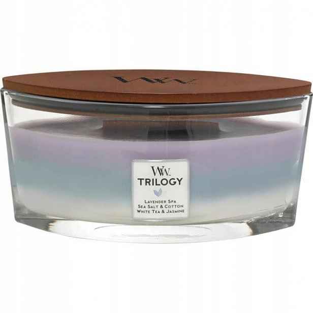 Tradiční parafínová svíčka Calming Retreat Woodwick 453 g