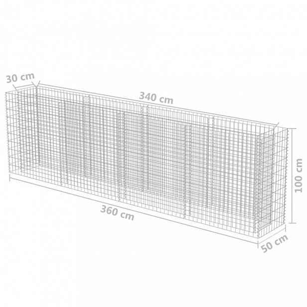 Gabionový vyvýšený záhon pozinkovaná ocel Dekorhome 360x50x100 cm