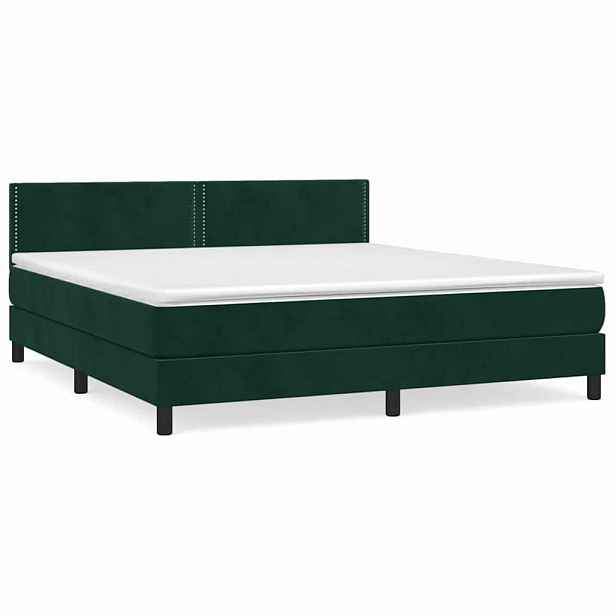 vidaXL Box spring postel s matrací tmavě zelená 180x200 cm samet