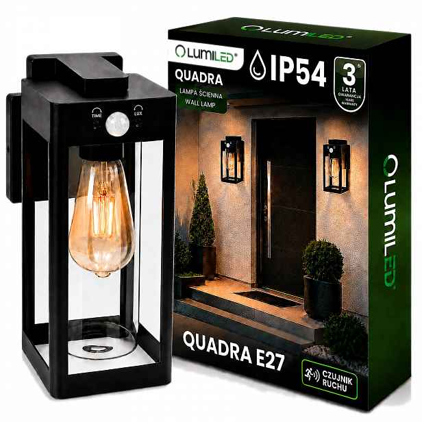 Nástěnné zahradní svítidlo fasádní lampa E27 Led senzor pohybu soumrak