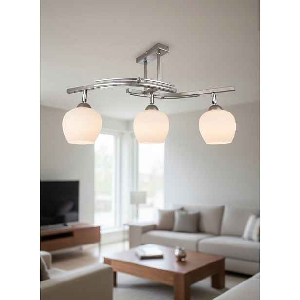 Stropní Svítidlo Lustr Fiona 3 Satén 3x E27 Euro-lamp Bílá Koňaková