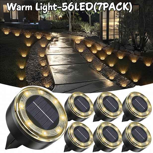 TEMU 7Pack 5Pack Solární zemní světlo, IP44 Solární zemní svítidlo, Vylepšené LED ploché krajinné osvětlení, Vhodné pro venkovní průchody, chodníky,