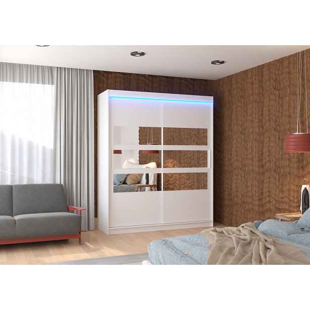Zrcadlová skříň s LED osvětlením 180 cm KABA - bílá