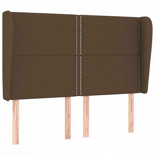 vidaXL Čelo postele typu ušák tmavě hnědé 147x23x118/128 cm textil