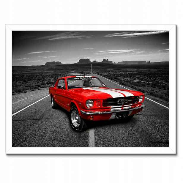 Plakáty v rámu 40x30 Červený Ford Mustang