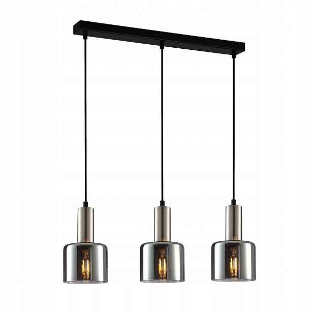 Santia Moderní stříbrná závěsná lampa s 3 kouřovými stínítky E27 40W