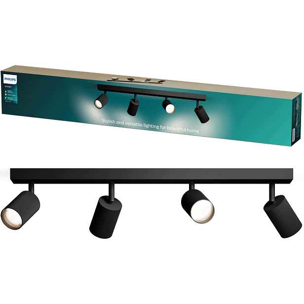 Stropní Svítidlo rýhované, 4x GU10 Led, nastavitelné, nástěnné svítidlo Wyatt Philips