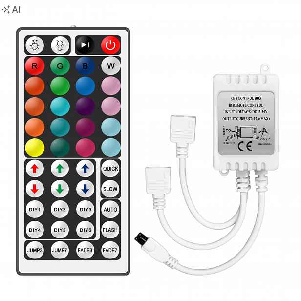 Dálkový Ovladač pro Led pásku Rgb 44 tlačítek ovladač Led 12V 24V 2 porty vipmoon