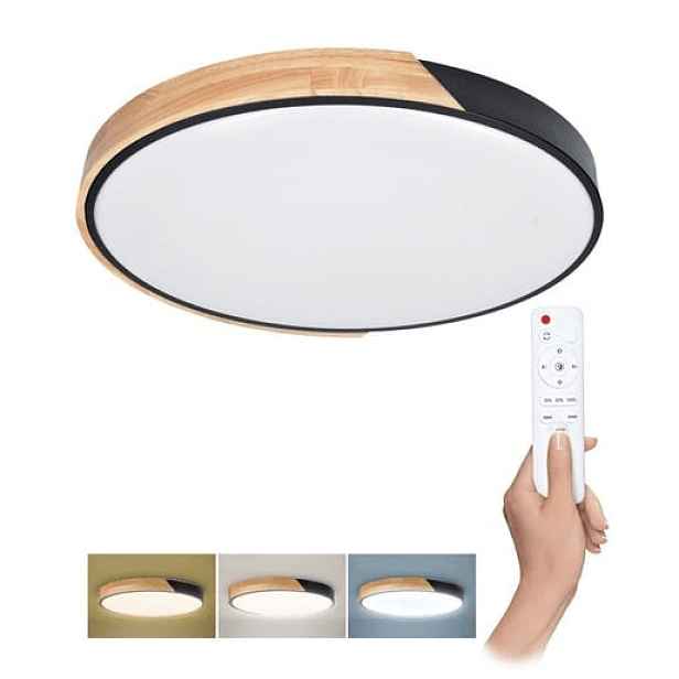 LED stropní svítidlo Solight černá kov, dřevo WO8024