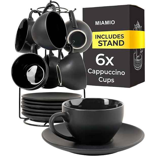 Sada 6 Šálků Na Cappuccino 175 ML S Podstavcem A Stojánkem