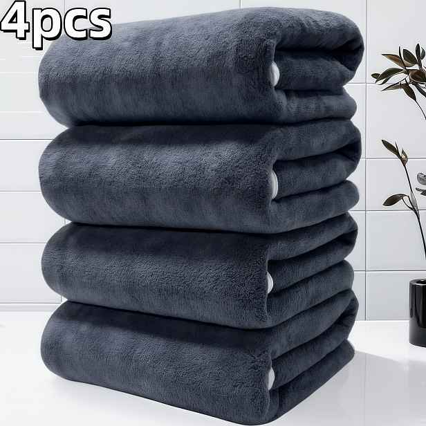 TEMU Sada 4 ultra měkkých korálových osušek do koupele, rozměr 27,5 x 55,1 palců, rychleschnoucí, rychleschnoucí, lehké, vhodné pro domácnost, lázně,