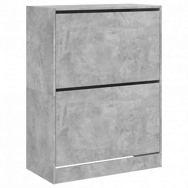 vidaXL Botník se 2 výklopnými zásuvkami betonově šedý 80 x 42 x 108 cm