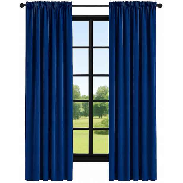 Závěsy hotové Velurové 140x250 záclony do obývacího pokoje velvetové tmavě modré