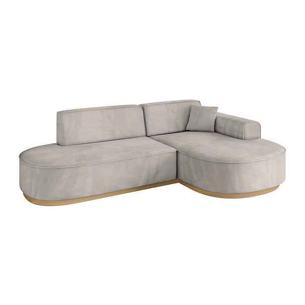 ALTDECOR ROHOVÁ SEDAČKA s otomanem, pravá MARI-L1-v2 243x171x83 Světle hnědá Velur