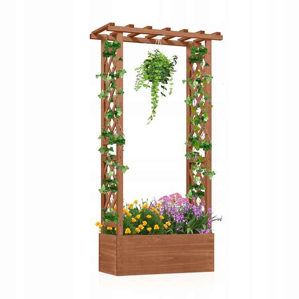 Dřevěná Pergola S Mřížkou Na Květiny Na Balkon, Terasa, Do Zahrady