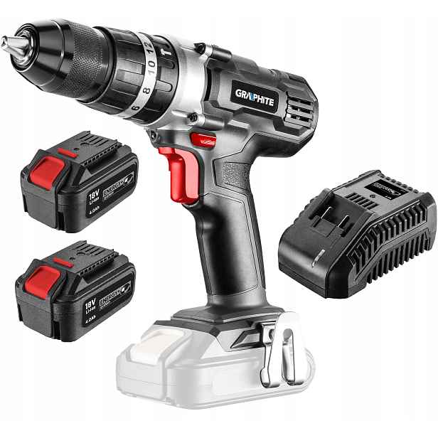 Graphite Aku Příklepová Vrtačka 18V 2X4,0Ah Baterie Nabíječka 58G010